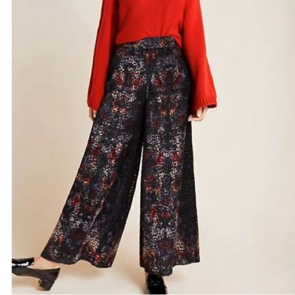 Kachel by Anthropologie Women's Size 4 Velvet Burnout Wide Leg Print Pants NWT - Picture 2 of 10